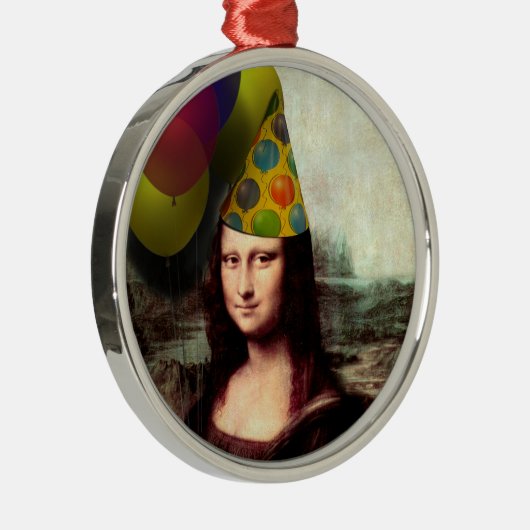 Happy Birthday Mona Lisa Metalen Ornament (Rechts)