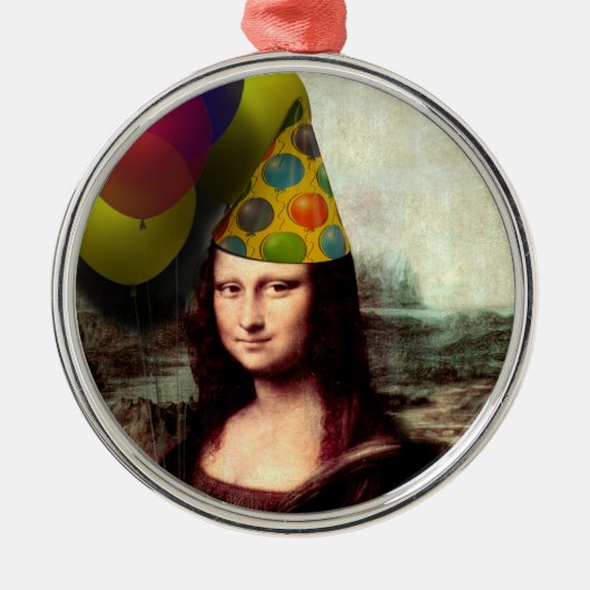Happy Birthday Mona Lisa Metalen Ornament (Voorkant)