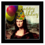 Happy Birthday Mona Lisa Staand Fotobeeldje<br><div class="desc">Mona Lisa is klaar om te vieren met pet en ballonnen. ... . ... .Een herziening van de kunst van Leonardo da Vinci. (Mona Lisa)... .. ... .In de *Spoofing The Arts* Store vind je re-edits (meestal parodie) van beroemd kunstwerk. Als u meer wilt zien, klikt u op - SPOOFINGTHEARTS...</div>