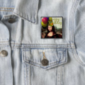 Happy Birthday Mona Lisa Vierkante Button 5,1 Cm (In situ)