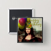 Happy Birthday Mona Lisa Vierkante Button 5,1 Cm (Voorkant /achterkant)