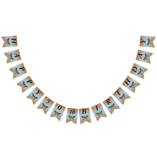 Happy Birthday Monarch Butterfly Blues Sinaasappel Vlaggetjes (Alle)