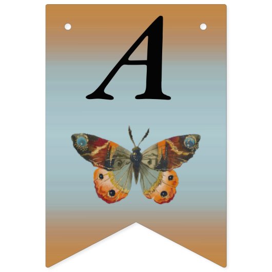 Happy Birthday Monarch Butterfly Blues Sinaasappel Vlaggetjes (Tweede vlag)