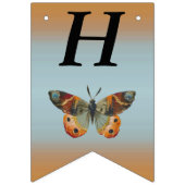 Happy Birthday Monarch Butterfly Blues Sinaasappel Vlaggetjes (Eerste vlag)