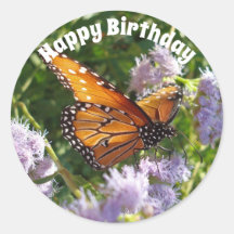 Happy Birthday Monarch Butterfly Foto Floral