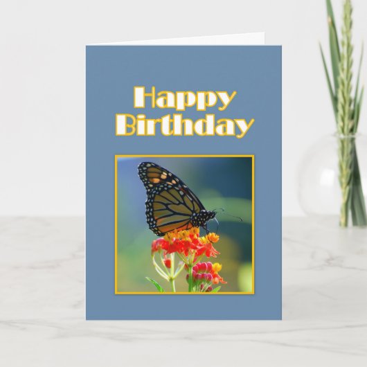 Happy Birthday Monarch Butterfly Kaart (Voorkant)