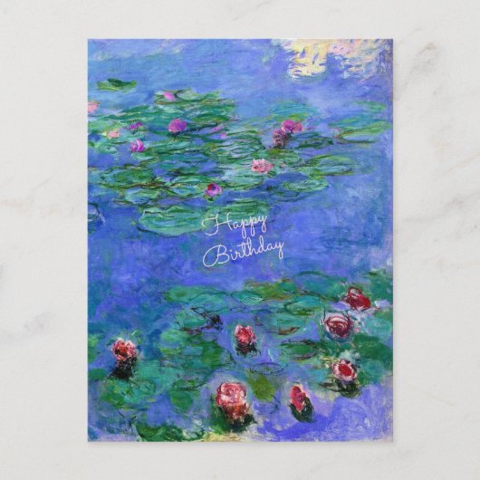 Happy Birthday: Monet's Water Lilies Briefkaart (Voorkant)