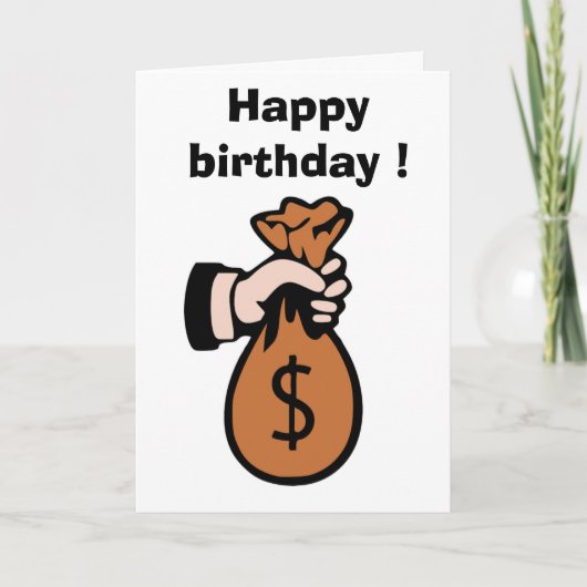 "HAPPY BIRTHDAY" MONEYBAG KAART (Voorkant)