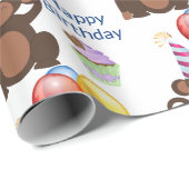 Happy Birthday Monkey en Balloons Party Cadeaupapier (Rol Hoek)