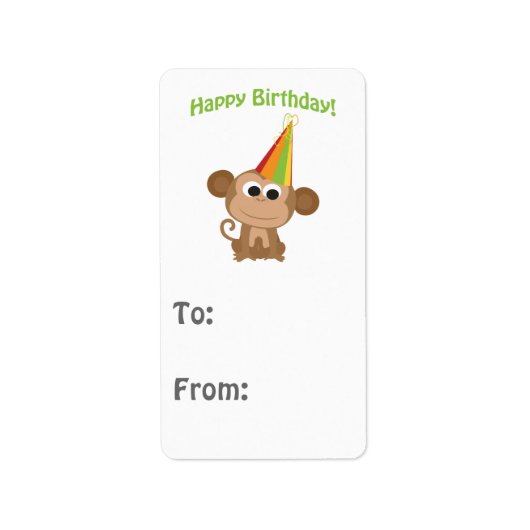 Happy Birthday Monkey Etiket (Voorkant)