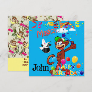 Happy Birthday Monkey Kaart Uitnodigingsballonnen