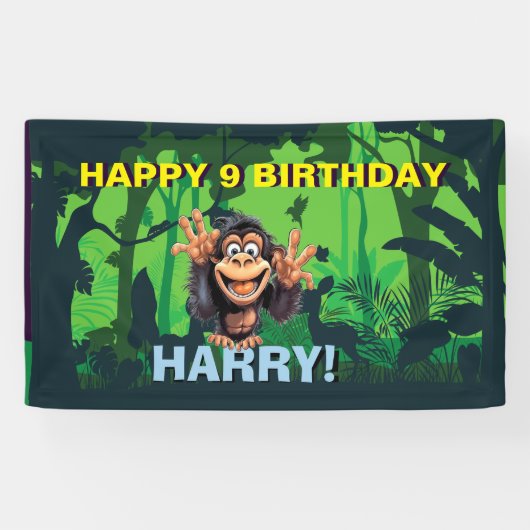 HAPPY BIRTHDAY MONKEY KINDER Banner (Horizontaal)