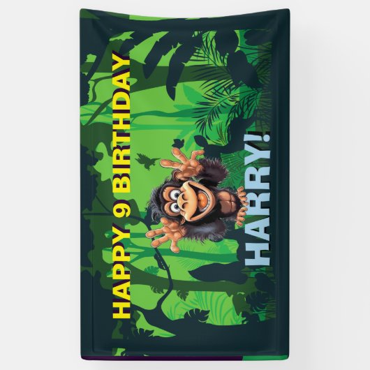 HAPPY BIRTHDAY MONKEY KINDER Banner (Verticaal)