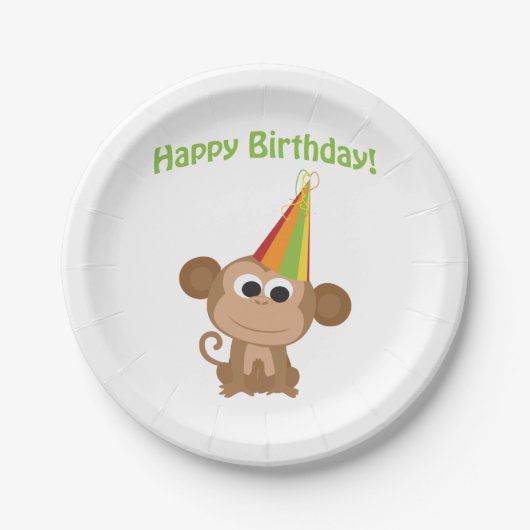 Happy Birthday Monkey Papieren Bordje (Voorkant)
