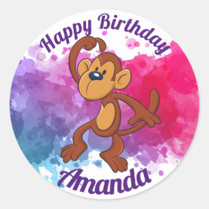 Happy Birthday Monkey Stickers