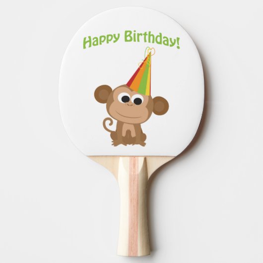 Happy Birthday Monkey Tafeltennisbatje (Voorkant)