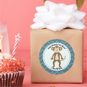 Happy Birthday Monkey Zoo Dieren Ronde Sticker
