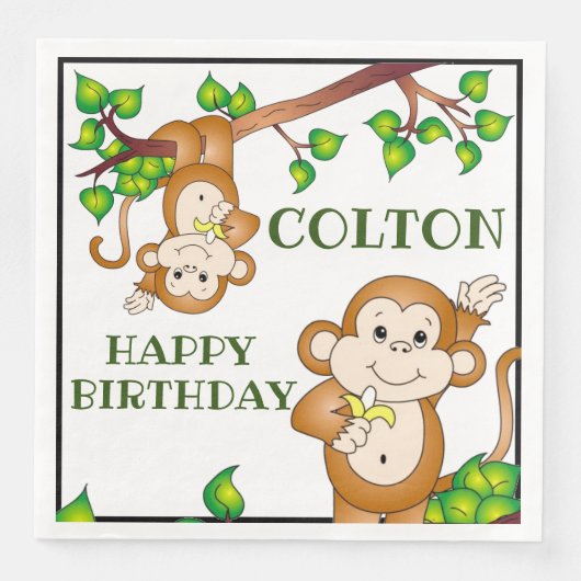 Happy Birthday Monkeys Servet (Voorkant)