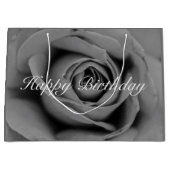 Happy Birthday Monochromatische Roos Gift Bag Large Cadeautasje (Voorkant)