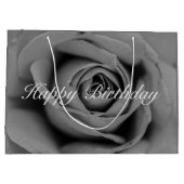 Happy Birthday Monochromatische Roos Gift Bag Large Cadeautasje (Achterkant)