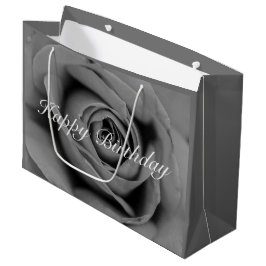 Happy Birthday Monochromatische Roos Gift Bag Large Cadeautasje