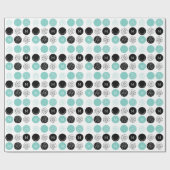 Happy Birthday Monogram Circles Aqua Stippen Wrap Cadeaupapier (Vlak)