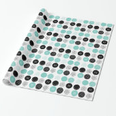 Happy Birthday Monogram Circles Aqua Stippen Wrap Cadeaupapier (Uitgerold)