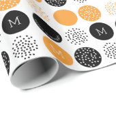 Happy Birthday Monogram Circles Oranje Stippen Wra Cadeaupapier (Rol Hoek)