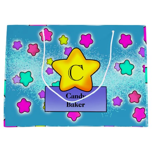 Happy Birthday-monogram met  pastbanden Groot Cadeauzakje (Voorkant)