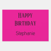 Happy Birthday Monogram Naam Hot Pink Gold Schatti Inpakpapier Vel (Voorkant 2)