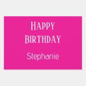 Happy Birthday Monogram Naam Hot Pink Gold Schatti Inpakpapier Vel (Voorkant)