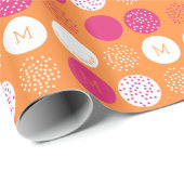 Happy Birthday Monogram Roze Oranje Omslag Cadeaupapier (Rol Hoek)