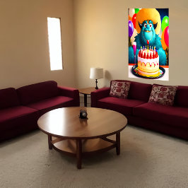 Happy Birthday, monster, gebak ballon | AI Art. Poster