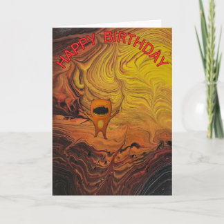 HAPPY BIRTHDAY MONSTER KAART ORIGINELE HAND GETEKE