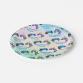 Happy Birthday, Monster Trucks, DIY Naam & leeftij Papieren Bordje (Gekanteld)