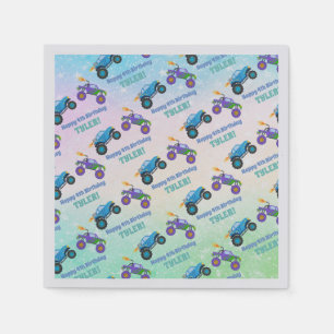 Happy Birthday, Monster Trucks, DIY Naam & leeftij Servet