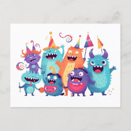 Happy Birthday. Monsterparty mit Monstern Briefkaart