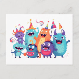 Happy Birthday. Monsterparty mit Monstern Briefkaart