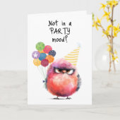 Happy Birthday Moody Bird Party Pet ballonnen Kaart (Gele Bloem)
