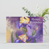 Happy Birthday - Mooie Iris Flowers (Staand voorkant)