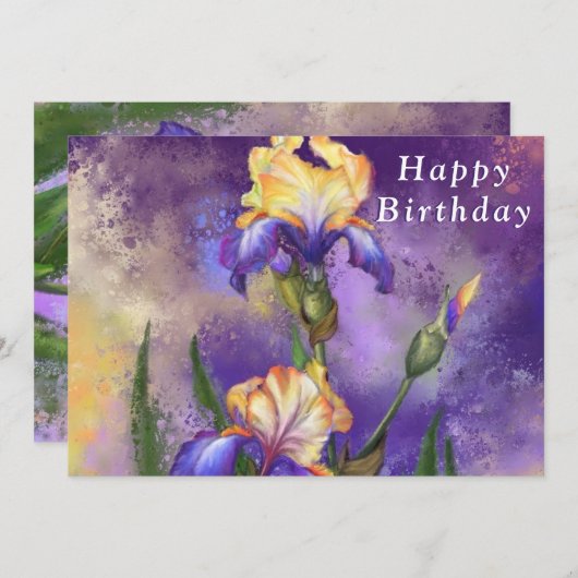 Happy Birthday - Mooie Iris Flowers (Voorkant / Achterkant)