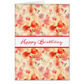 Happy Birthday Mooie Perzik Bloemen Kaart (Voorkant)