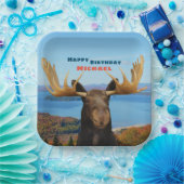 Happy Birthday Moose Wildlife Papieren Bordje (Feest)