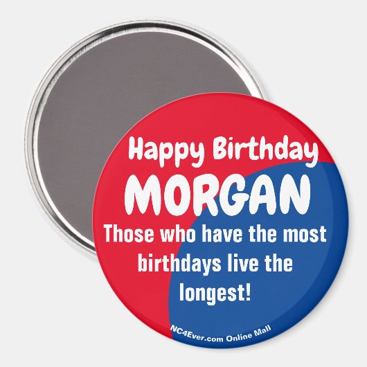 Happy Birthday MORGAN Magnet (Voorkant / Achterkant)
