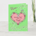 HAPPY BIRTHDAY MOTHER - HEART OF THE FAMILY KAART<br><div class="desc">MAKE YOUR MOM FEEL REALLY SPECIAL WITH THIS SWEET LIGHT AND PRETTY CARD WITH FAUX GEMS AND FLOWERS.  SHE WILL BE HONORED YOU FEEL SHE IS THE HEART OF THE HOME.</div>