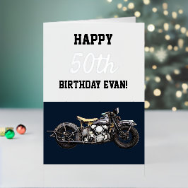Happy Birthday  Motorcycle 50th Mannen Folie Feestdagenkaart