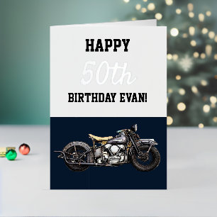 Happy Birthday  Motorcycle 50th Mannen Folie Feestdagenkaart