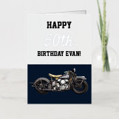 Happy Birthday  Motorcycle 50th Mannen Folie Feestdagenkaart (Voorkant)