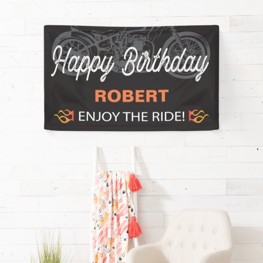 Happy Birthday Motorcycle afbeelding voor fietsban Spandoek (Insitu)