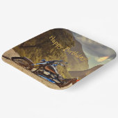 Happy Birthday-motorfiets Papieren Bordje (Gebogen)